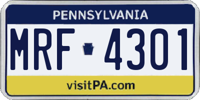 PA license plate MRF4301