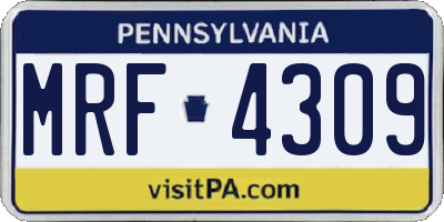 PA license plate MRF4309