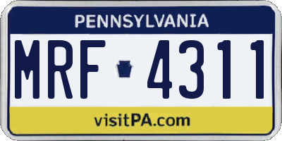 PA license plate MRF4311