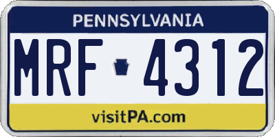PA license plate MRF4312
