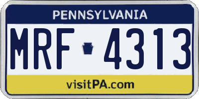 PA license plate MRF4313