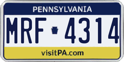 PA license plate MRF4314
