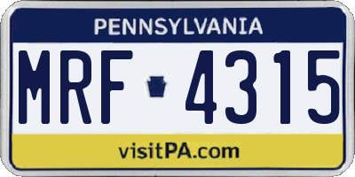 PA license plate MRF4315