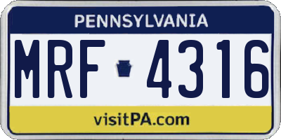 PA license plate MRF4316