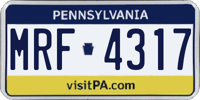 PA license plate MRF4317