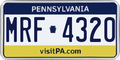 PA license plate MRF4320