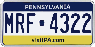 PA license plate MRF4322