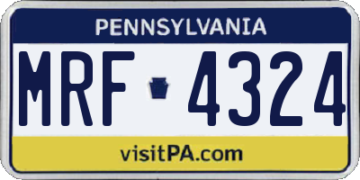 PA license plate MRF4324