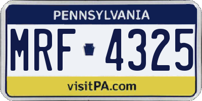 PA license plate MRF4325