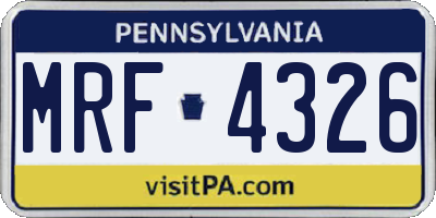 PA license plate MRF4326