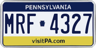 PA license plate MRF4327