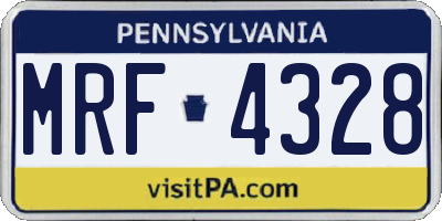 PA license plate MRF4328