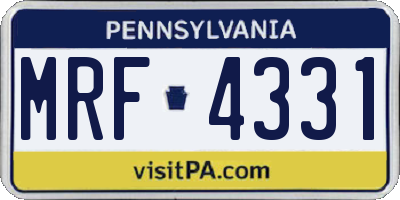 PA license plate MRF4331
