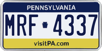 PA license plate MRF4337