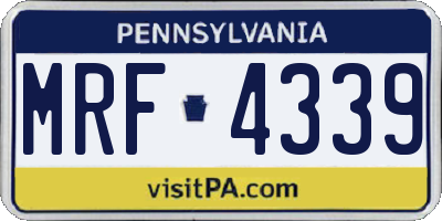 PA license plate MRF4339