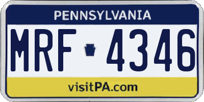 PA license plate MRF4346