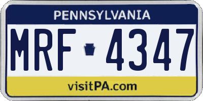 PA license plate MRF4347
