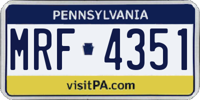 PA license plate MRF4351