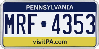 PA license plate MRF4353