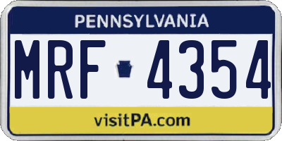 PA license plate MRF4354