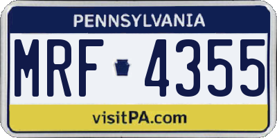 PA license plate MRF4355