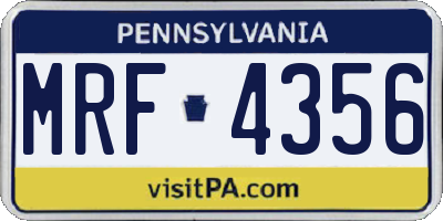 PA license plate MRF4356