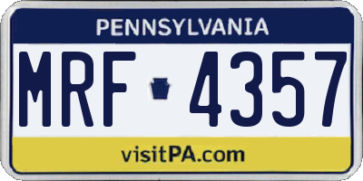 PA license plate MRF4357