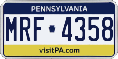 PA license plate MRF4358