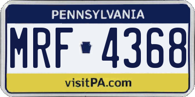 PA license plate MRF4368