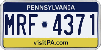 PA license plate MRF4371