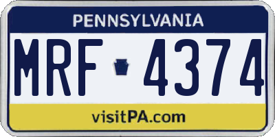 PA license plate MRF4374