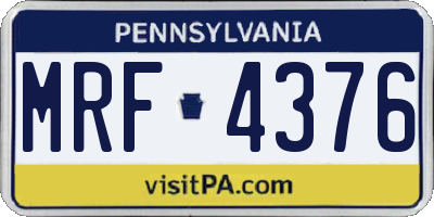 PA license plate MRF4376