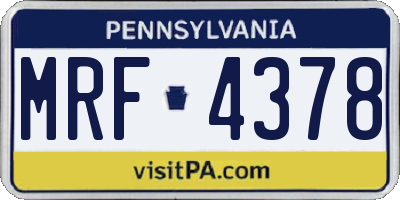 PA license plate MRF4378