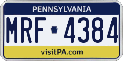 PA license plate MRF4384