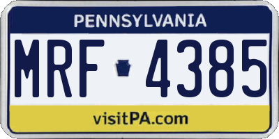 PA license plate MRF4385