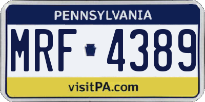 PA license plate MRF4389