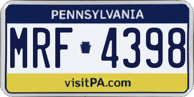 PA license plate MRF4398