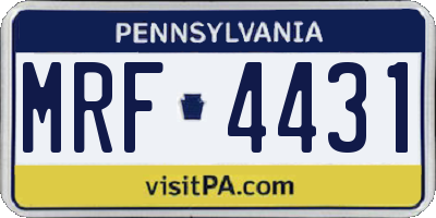 PA license plate MRF4431