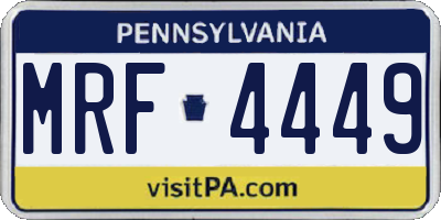 PA license plate MRF4449