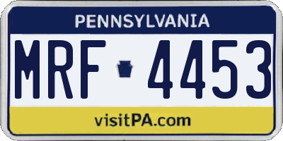 PA license plate MRF4453