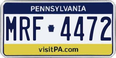PA license plate MRF4472