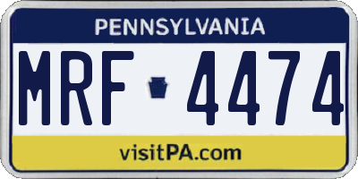 PA license plate MRF4474