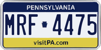 PA license plate MRF4475