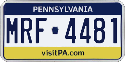 PA license plate MRF4481