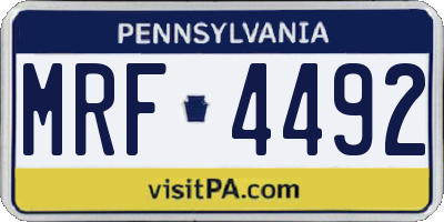PA license plate MRF4492
