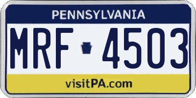 PA license plate MRF4503