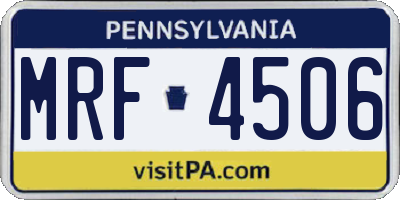 PA license plate MRF4506