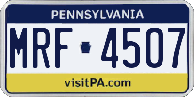 PA license plate MRF4507