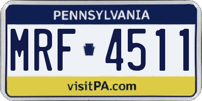 PA license plate MRF4511