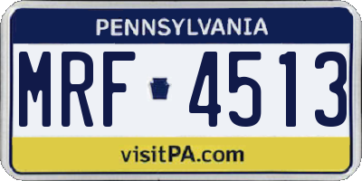 PA license plate MRF4513
